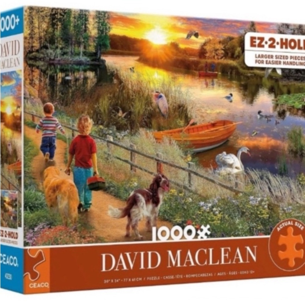 CEACO Jigsaw Puzzle River Sunset David Maclean 1000 Piece Oversized Pieces EUC